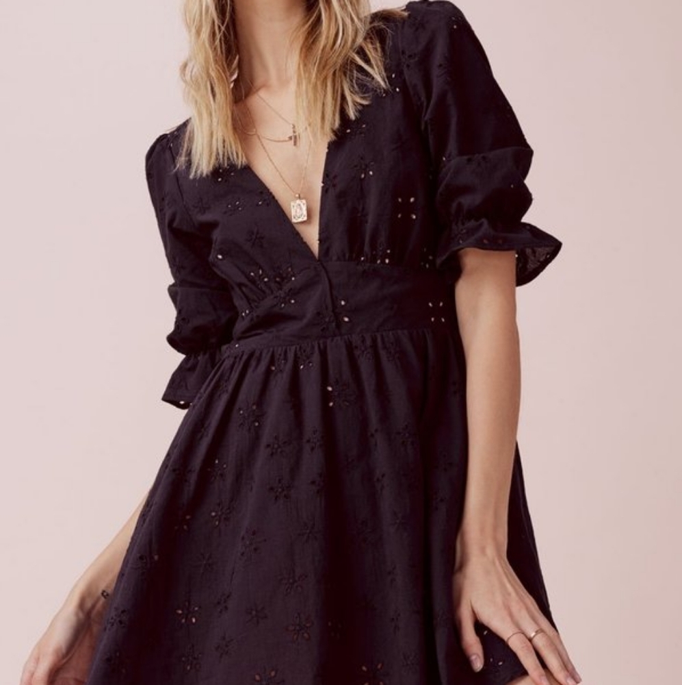 For Love and Lemons Spring Eyelet Swing Dress Black